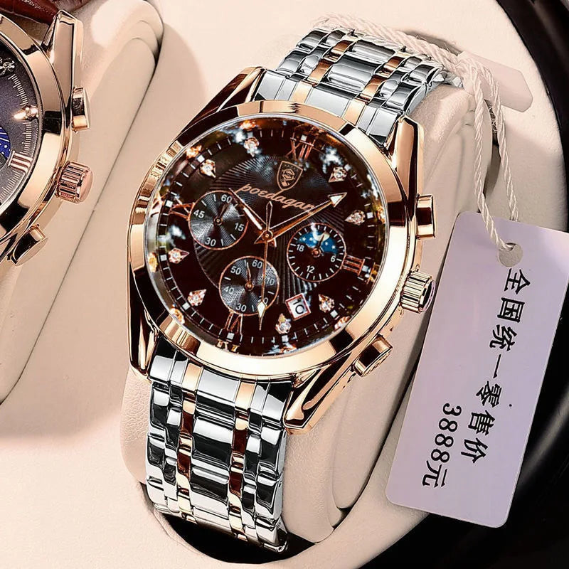 Men Watches Stainless Steel Top Luxury Fashion Business Wristwatch Waterproof Luminous Quartz Watches Relogio Masculino