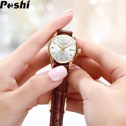 Fashion Watch for Women Luxury Leather Strap Simple Quartz Watches Original Design Waterproof Calendar Casual Laides Clock