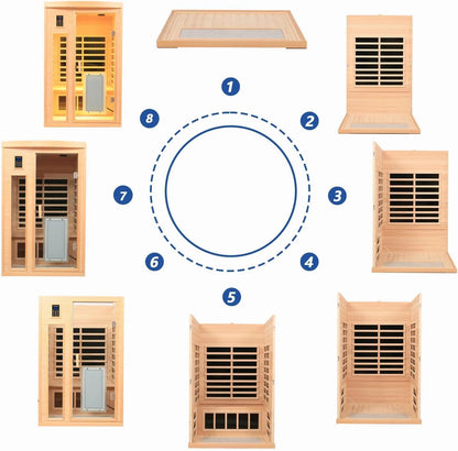 Far Infrared Sauna Room,Two Person Size, Hemlock Wooden Far Infrared Sauna for Home