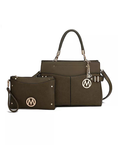 Tenna Satchel Bag with Wristlet by Mia K