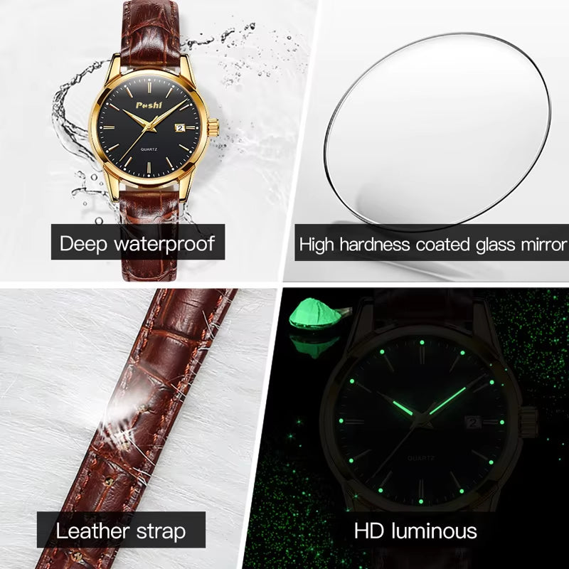 Fashion Watch for Women Luxury Leather Strap Simple Quartz Watches Original Design Waterproof Calendar Casual Laides Clock