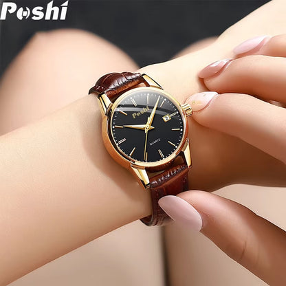 Fashion Watch for Women Luxury Leather Strap Simple Quartz Watches Original Design Waterproof Calendar Casual Laides Clock