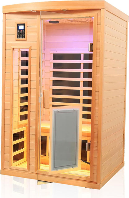 Far Infrared Sauna Room,Two Person Size, Hemlock Wooden Far Infrared Sauna for Home