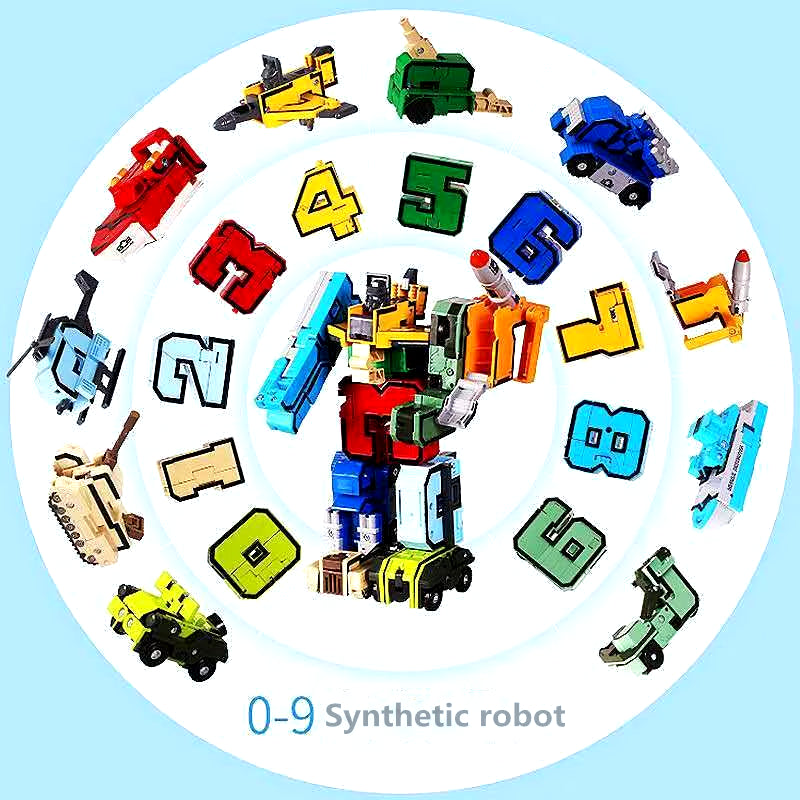 Assembling Building Blocks Educational Toys Action Figure Transformation Number Robot Deformation Robot Toy for Children