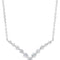 FINE SILVER PLATED CUBIC ZIRCONIA V SHAPE NECKLACE, 18" + 2"