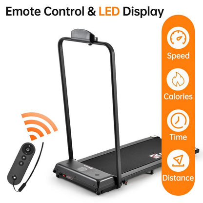 2-In-1 Walking Mat Treadmill with Remote Control for Obese People Desktop Treadmill with Stand Low Noise under Table Treadmill Wheels for Easy Movement Folding Treadmill, Portable at 6.2 MPH Suitable for Home and Office Use