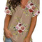 V Neck T Shirts for Women Floral Summer Tops Short Sleeve Shirts Casual Tunic Tops