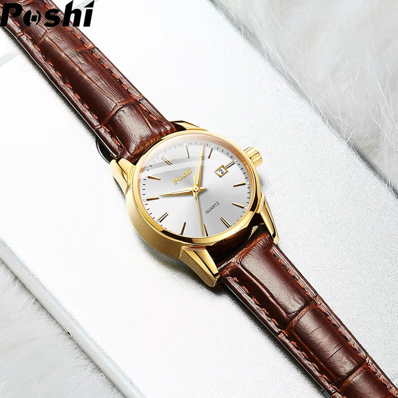 Fashion Watch for Women Luxury Leather Strap Simple Quartz Watches Original Design Waterproof Calendar Casual Laides Clock