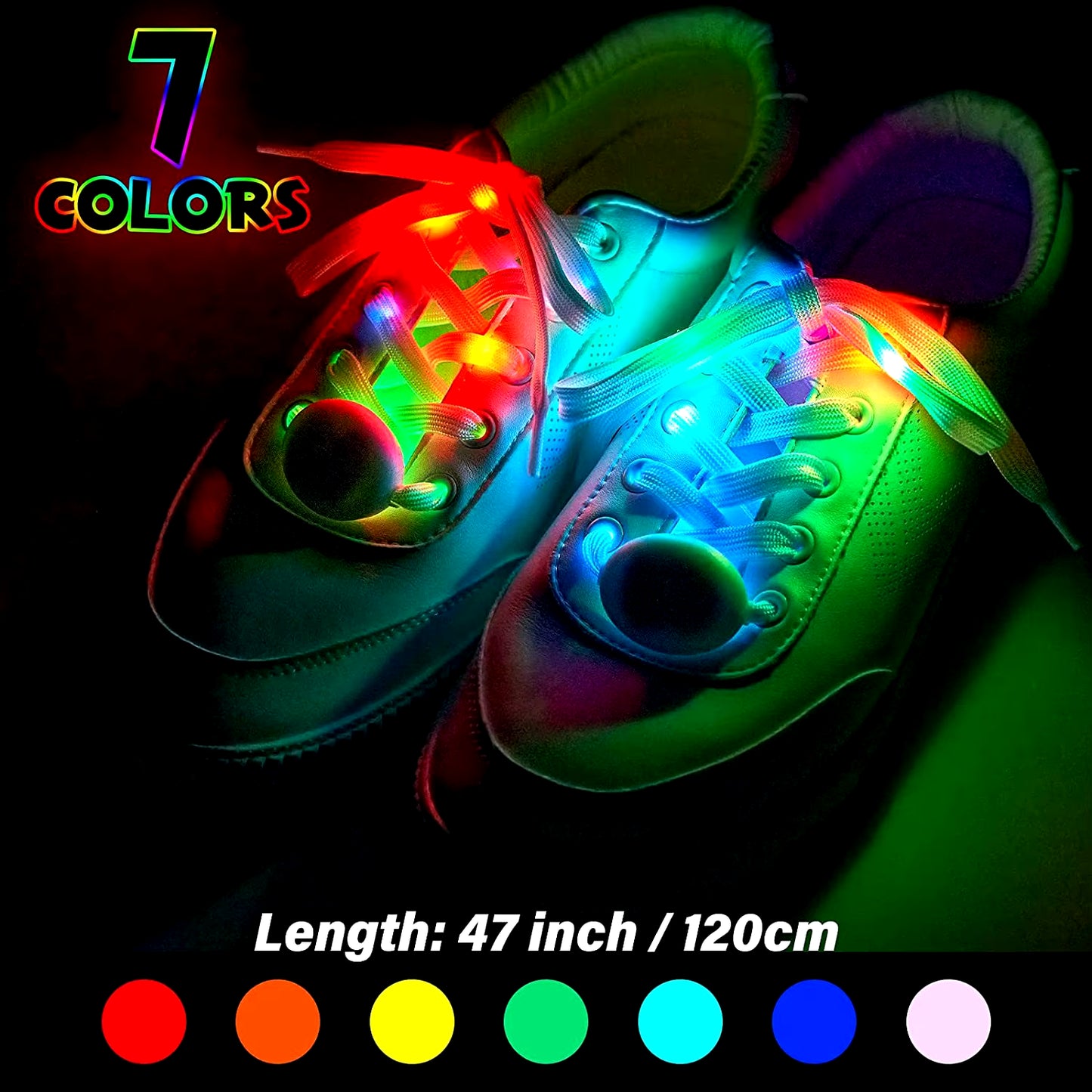 2Pcs LED Sport Luminous Shoelaces Glow Shoe Strings round Flash Light Shoelaces Batteries No Tie Lazy Shoe Laces Party Decor