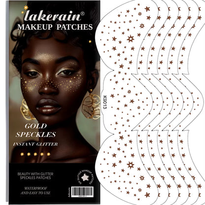 Gold Glitter Skincare Freckles Face Tattoo 6 Sheets/Box for Women Girls Perfect for Halloween Party Makeup