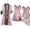 4PCS Sleepwear Pajamas Set Silk Women Nightdress Lace Dress Robe Sleep Nightwear Silk Solid Color Pijama Sets