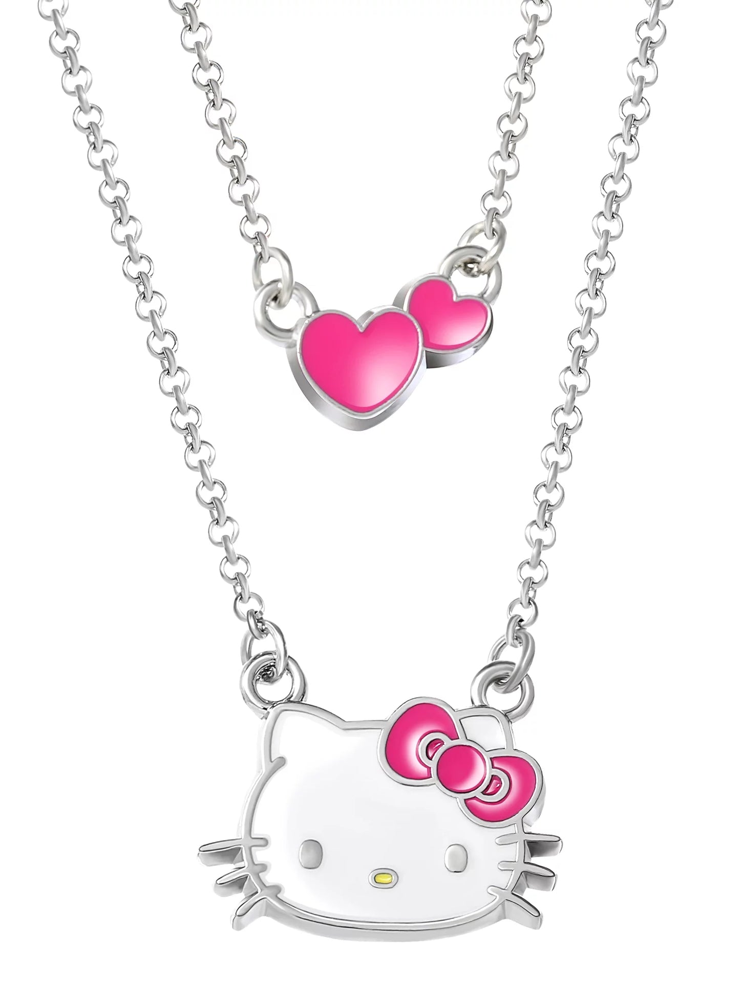 Sanrio Girl'S/Tween  Silver-Tone Enamel Hearts Double Necklace